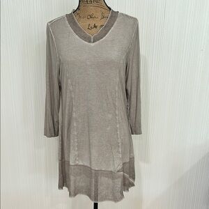 Charlie Paige Tan Relaxed Asymmetrical Tunic